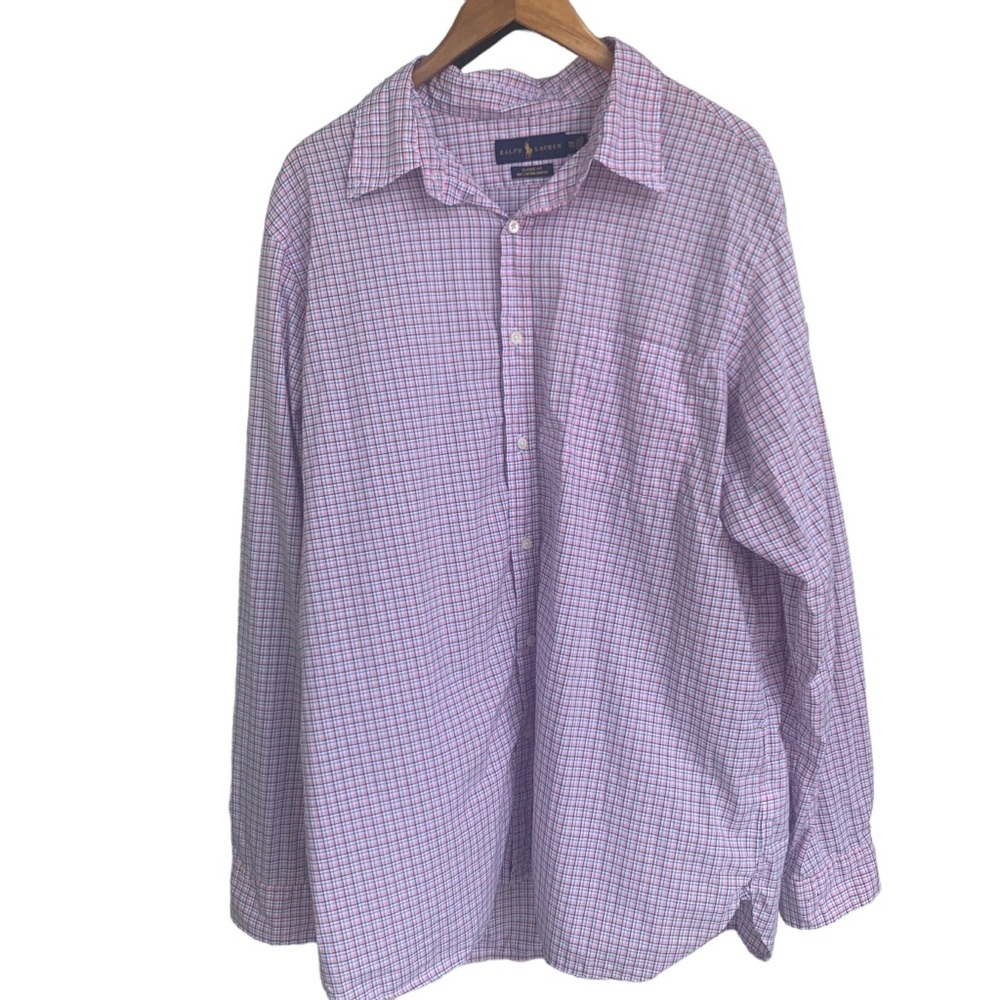 Polo Ralph Lauren Preppy Purple Pink Plaid Poplin Button Down Shirt Mens XXL